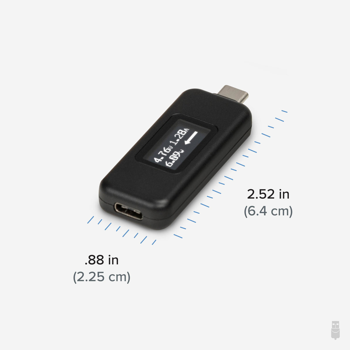 Plugable Technologies USB C Power Meter Tester for Monitoring USB-C Connections - Digital Multimeter for USB-C Cables, Laptops, Phones, Chargers - Driverless