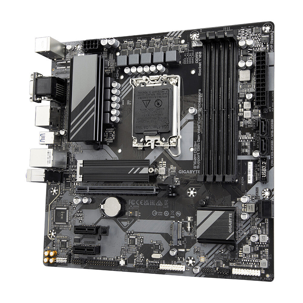 GIGABYTE B760M DS3H Motherboard - Supports Intel Core 14th Gen CPUs, 6+2+1 Phases Digital VRM, up to 7600MHz DDR5 (OC), 2xPCIe 4.0 M.2, 2.5GbE LAN, USB 3.2 Gen