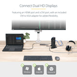 StarTech.com Dual Monitor USB 3.0 Docking Station with HDMI - DVI - 6 x USB Ports~Dual Monitor USB 3.0 Laptop Docking Station with HDMI & DVI/VGA, 6x USB-A Hub, GbE, Audio, Universal Type-A Dock - Windows/macOS/ChromeOS