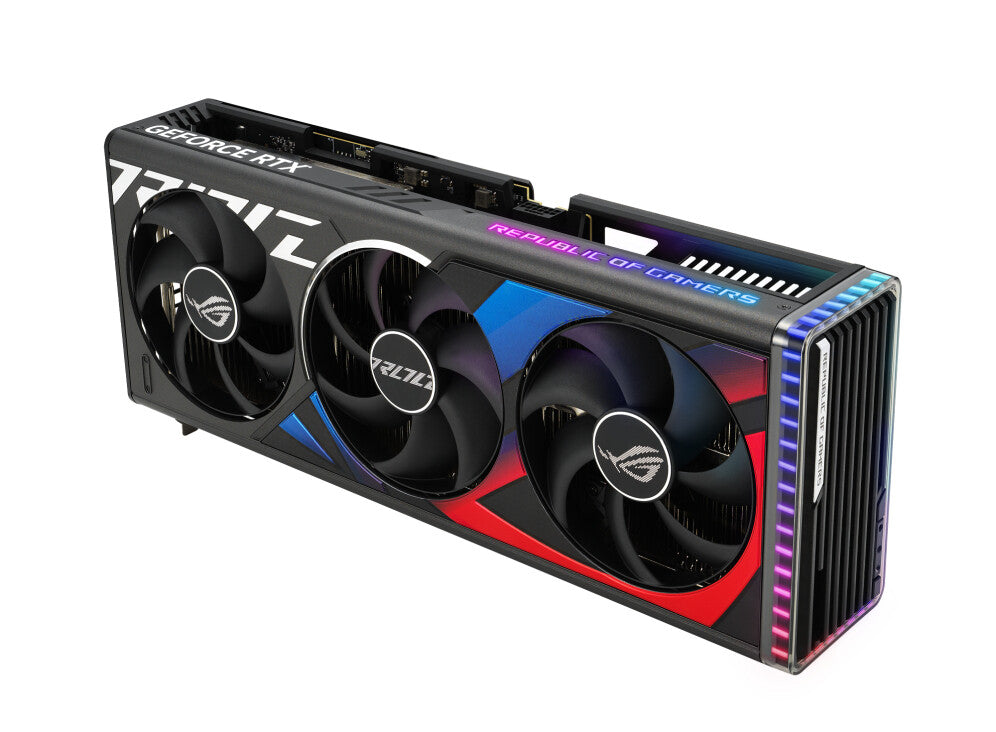 Asus ROG STRIX RTX4090 OC, PCIe4, 24GB DDR6X, 2 HDMI, 3 DP, reloj de 2640MHz, overclockeado, iluminación RGB