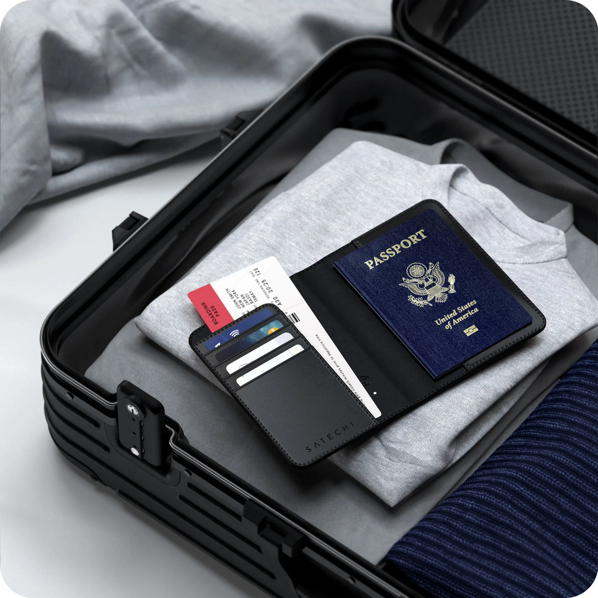 Satechi FindAll passport cover Black Vegan leather