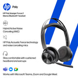 HP Poly Voyager Focus 2 USB-C-C Headset +USB-C/A Adapter
