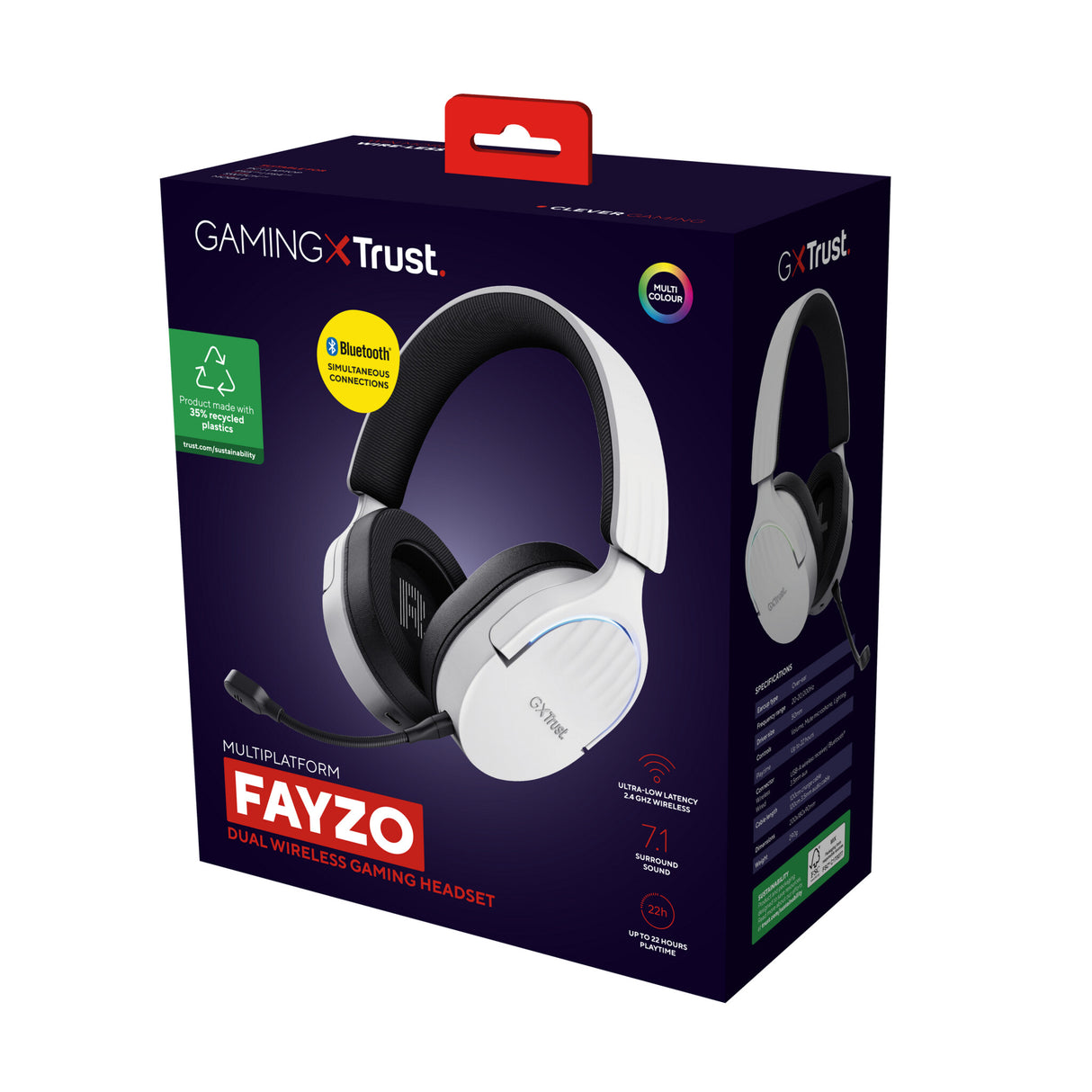 Trust GXT 491W FAYZO Headset Wired & Wireless Head-band Gaming USB Type-C Bluetooth Black, White