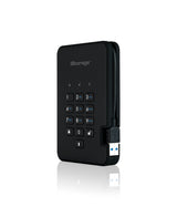 iStorage diskAshur2 256-bit 16TB USB 3.2 secure encrypted solid-state drive - Black IS-DA2-256-SSD-16000-B