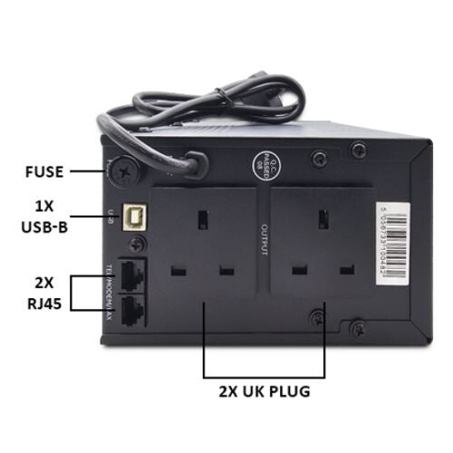 VIDA Armour 650VA uninterruptible power supply (UPS) Line-Interactive 0.65 kVA 390 W 2 AC outlet(s)