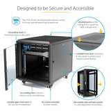 StarTech.com 12U Enterprise-Grade Server Rack Cabinet, 19in Enclosed 4-Post Rack with 29in (75cm) Mounting Depth and 1764lb (800kg) Weight Capacity