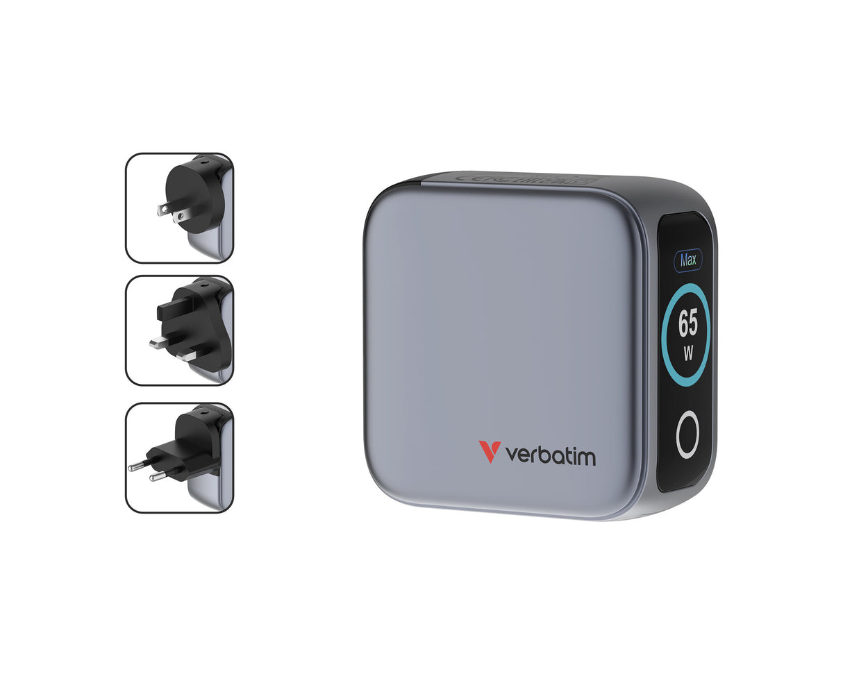 Verbatim Mini GaN Charger 65W with Display