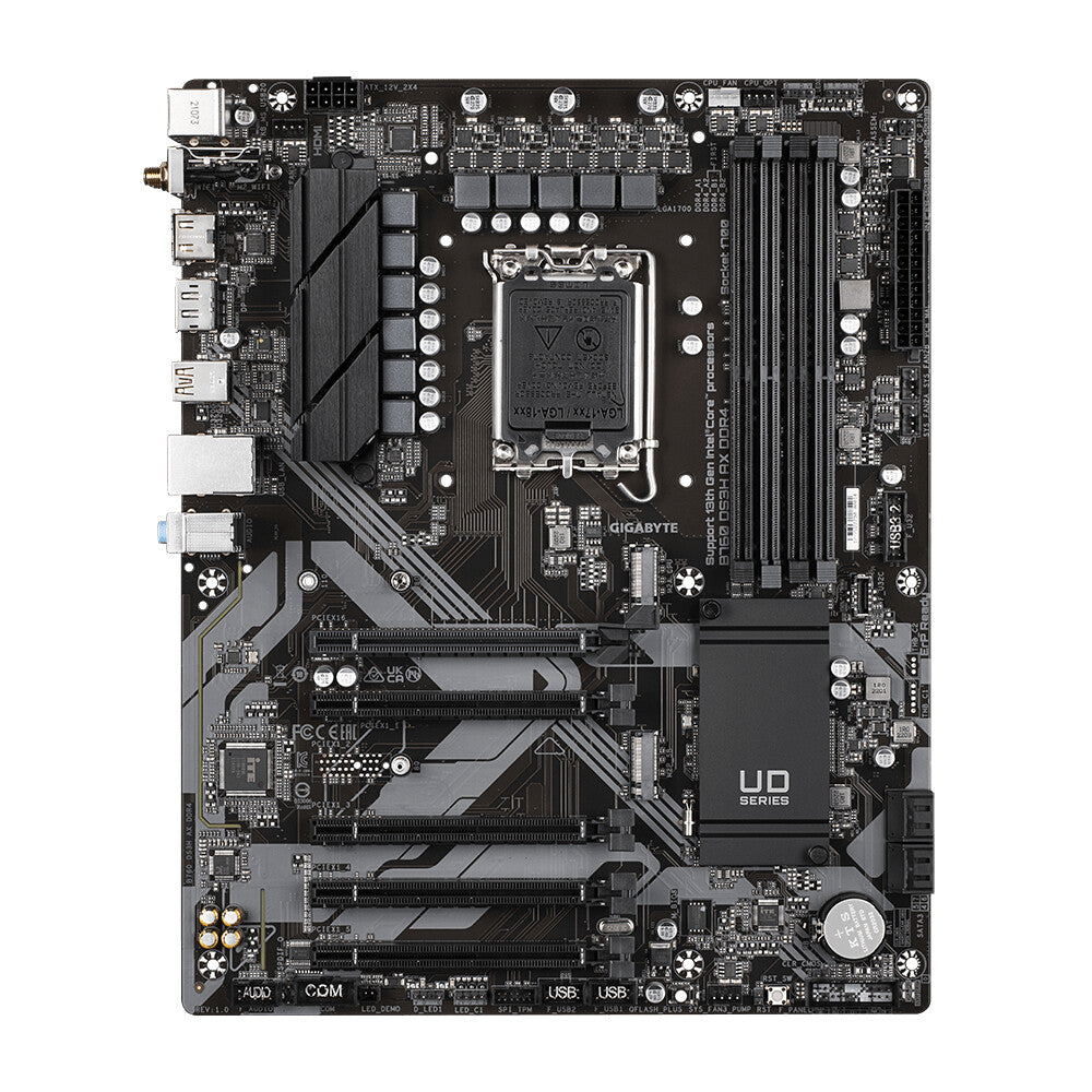 Placa base Gigabyte B760 DS3H AX DDR4, Intel Socket 1700, 12.ª/13.ª generación, 1 PCIe 4.0 x16, 2 PCIe 4.0 M.2, ATX, USB tipo C, LAN 2,5 GbE, Wi-Fi 6E 802.11ax, HDMI, DisplayPort , Ventilador inteligente 6, Q-Flash Plus