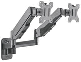 Manhattan Dual Wall Mount for TV & Monitors (Full Motion Gas Spring), For screens 17" to 32", VESA compatability: 75x75mm and 100x100mm - check the dimensions of the four mounting holes on back of screen to ensure it fits, Max 8kg each, Black, Bracket, Th