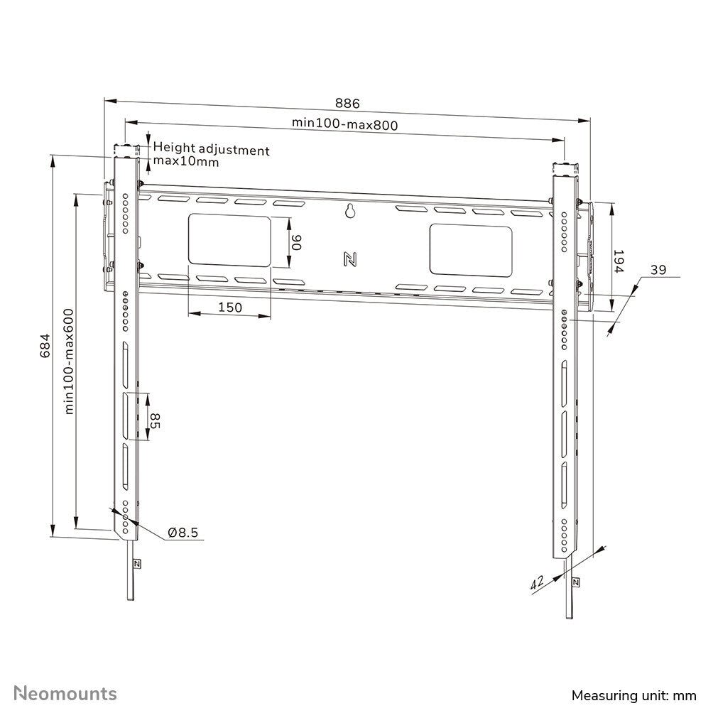 Neomounts WL30-750BL18 Heavy duty wall mount 55-98" - fixed - lockable - fast installation - TÜV
