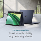 ASUS ExpertBook B3 Flip B3402FV-EC512XA Intel Core 5 120U Hybrid (2-in-1) 35.6 cm (14") Touchscreen Full HD 16 GB DDR4-SDRAM 256 GB SSD Wi-Fi 6E (802.11ax) Windows 11 Pro Education Black QWERTY UK English