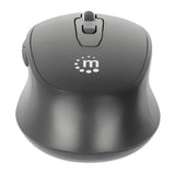 Manhattan MW6020 Wireless Mouse, Black, Adjustable 800/1200/1600dpi via top-mount push-button control, 2.4Ghz (effective range up to 10m), USB, Optical, Ambidextrous, Six Button with Scroll Wheel, USB-A nano receiver, AA battery (included)