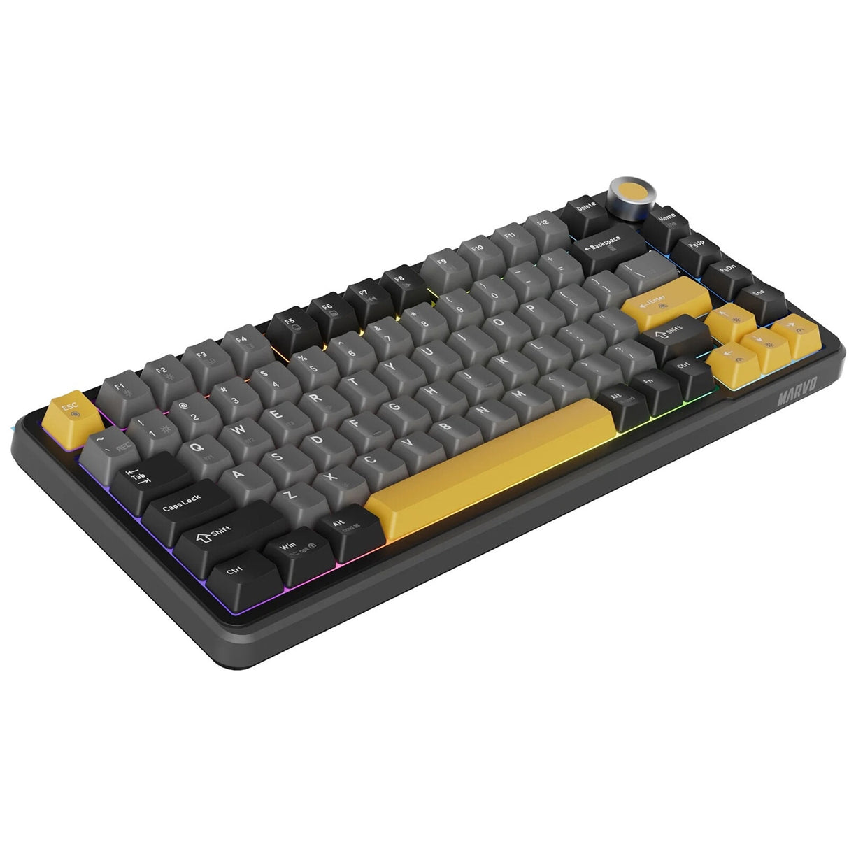 Marvo Titan 75 KG986W Wireless Mechanical Gaming , Tri-Mode Connectivity, Wired, 2.4GHz & Bluetooth, Hot-Swappable Mechanical Switches, Vibrant RGB Backlighting, Full-Key Anti-Ghosting keyboard QWERTY English Black