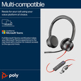 POLY Blackwire 8225 Stereo Microsoft Teams Certified USB-C Headset +USB-C/A Adapter