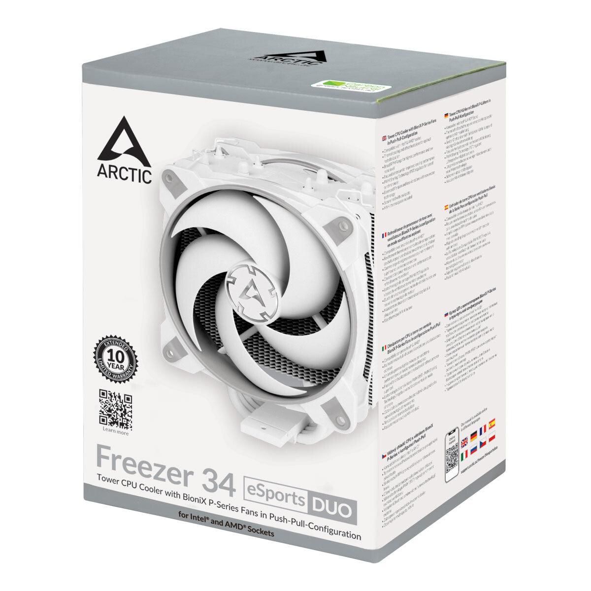 ARCTIC Freezer 34 eSports DUO - Tower CPU Cooler with BioniX P-Series Fans in Push-Pull-Configuration Processor 12 cm Grey, White 1 pc(s)