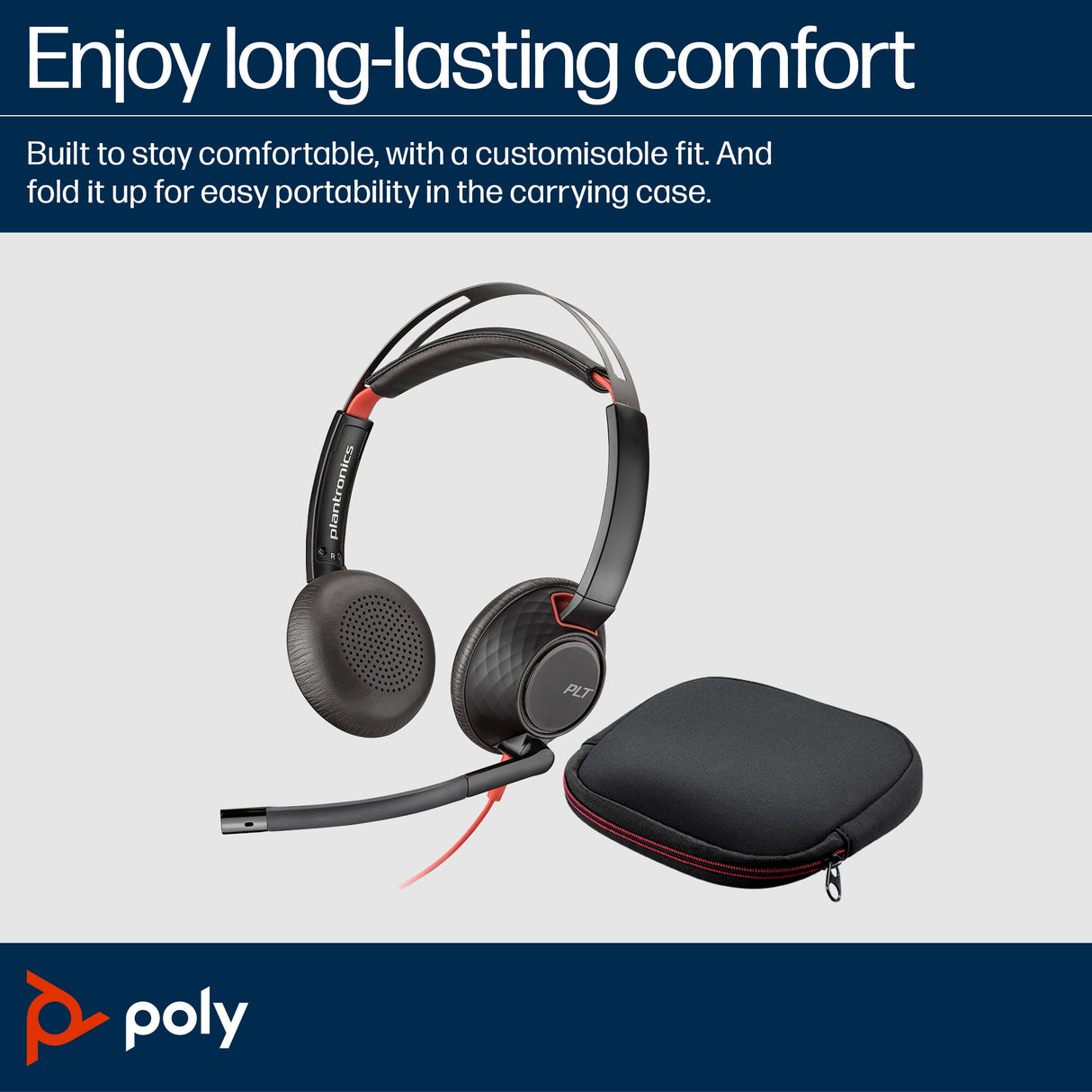 POLY Blackwire 5220 Stereo USB-C Headset +3.5mm Plug +USB-C/A Adapter (Bulk)