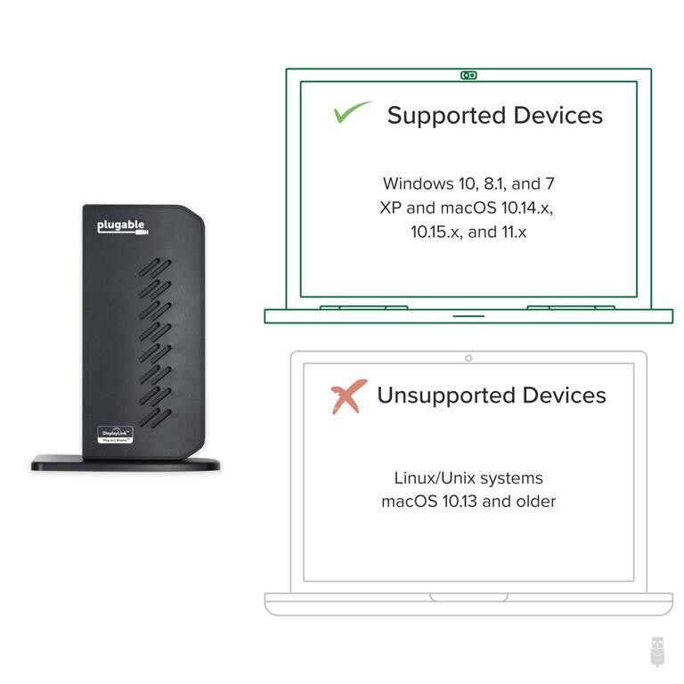 Plugable Technologies UD-3900Z Docking USB 3.2 Gen 1 (3.1 Gen 1) Type-C Black