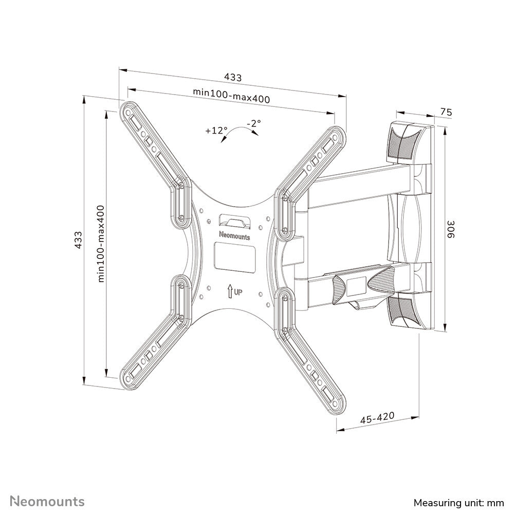 Neomounts WL40-550BL14 TV mount wall 32-55" - full motion - easy install