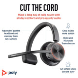 POLY Voyager 4310 UC Monaural Headset +BT700 USB-A Adapter +Charging Stand