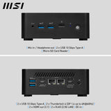 MSI Cubi NUC 13MQG Intel Core i7 1365U vPRO Barebone, NUC, SFF, Mini Computer, HTPC, (NO RAM, NO Storage, NO OS), vPRO/Intel Graphics/DDR5/Dual ThunderBolt 4/Dual HDMI/Dual LAN/WiFi 6E/BT 5.3/VESA