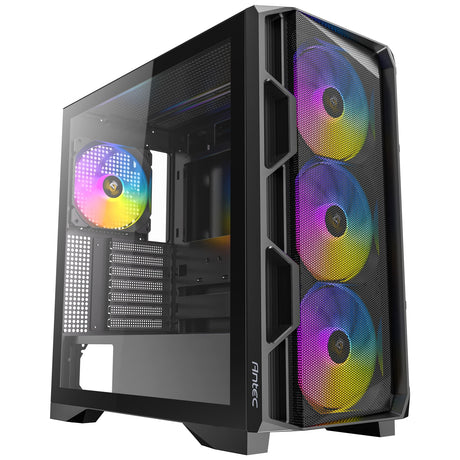 Antec AX1000 ARGB Mid-Tower Gaming PC Case, Full Mesh Front, Tempered Glass, Steel/Plastic,  4 x 120mm ARGB Fans, E-ATX, ATX/Micro-ATX/ITX Compatible