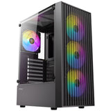 Antec AX27 RGB Elite Mid-Tower Gaming PC Case with Tempered Glass, Full Mesh Front Panel, 4 Pre-installed 120mm Fixed-RGB Fans, ATX/Micro-ATX/ITX Compatible, Black
