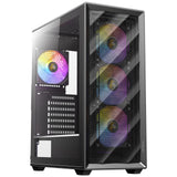 ANTEC AX85 ARGB Case, Black, Mid Tower, 2 x USB 3.0, Tempered Glass Side WIndow Panel, Large Mesh Front Panel for Excellent Cooling Performance, 4 x Addressable RGB Fans Included with Hub