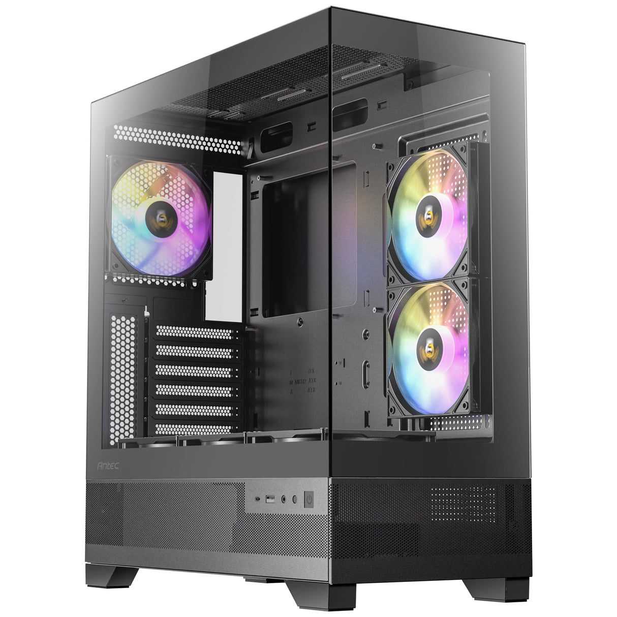 ANTEC CX700 Mid Tower Gaming Case, Black, 270 Full-View Tempered Glass, 6 x 120 mm RGB Fans, 1 x USB 3.0 / 1 x USB Type-C, ATX, Micro ATX, ITX