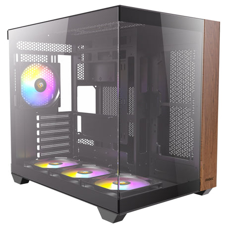Antec CX800 Wood ARGB Mid-Tower PC Case with 3-Sided Tempered Glass Panoramic View, 9 Fan Positions, USB-C & USB-A