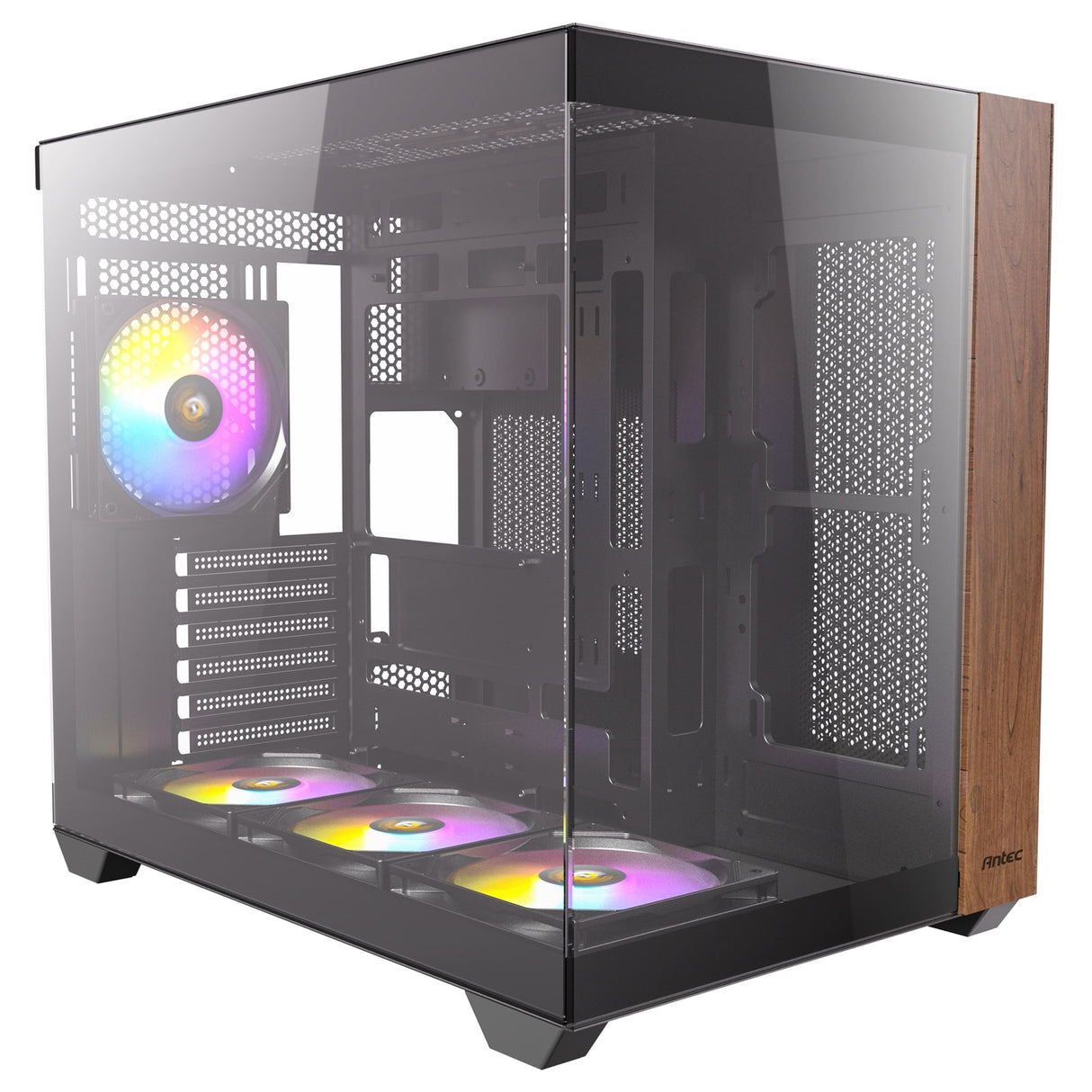 Antec CX800 Wood ARGB Mid-Tower PC Case with 3-Sided Tempered Glass Panoramic View, 9 Fan Positions, USB-C & USB-A