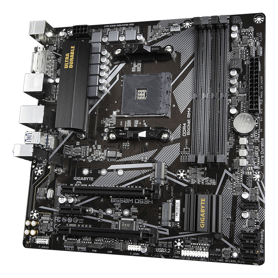 Carte mère Gigabyte B550M DS3H AMD Socket AM4 Micro ATX DVI/HDMI USB 3.2 M.2