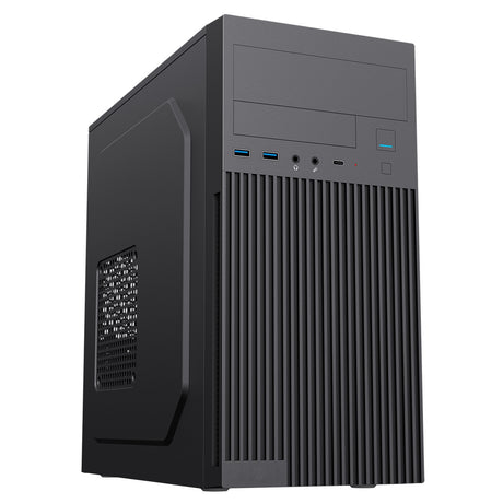CiT Mentor Micro-ATX Office PC Case With USB Type C and 80mm Rear Black Fan Included