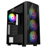 CRONUS Oceanus Case, Gaming, Black, Mid Tower, 1 x USB 3.0 / 2 x USB 2.0, Tempered Glass Front & Side Window Panels, Addressable RGB LED Fans, ATX, Micro ATX, Mini-ITX