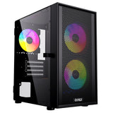 CRONUS Theia Airflow Case, Gaming, Black, Micro Tower, 1 x USB 3.0 / 2 x USB 2.0, Tempered Glass Side Window Panel, Mesh Front Panel for Optimized Airflow, Addressable RGB LED Fans, Micro ATX, Mini-ITX