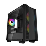 DeepCool CC360 ARGB, Black, Mini Tower Chassis w/ Tempered Glass Window, 3x 120mm ARGB Fans, USB 3.0, mATX/mITX