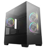 DeepCool CG380 3F Micro-ATX Gaming Case Black  Panoramic Tempered Glass Side Panel, Mesh Airflow Front, 3 Pre-Installed ARGB Fans, USB-C & USB-A Front I/O, Spacious SFF/mATX/ITX Build Support