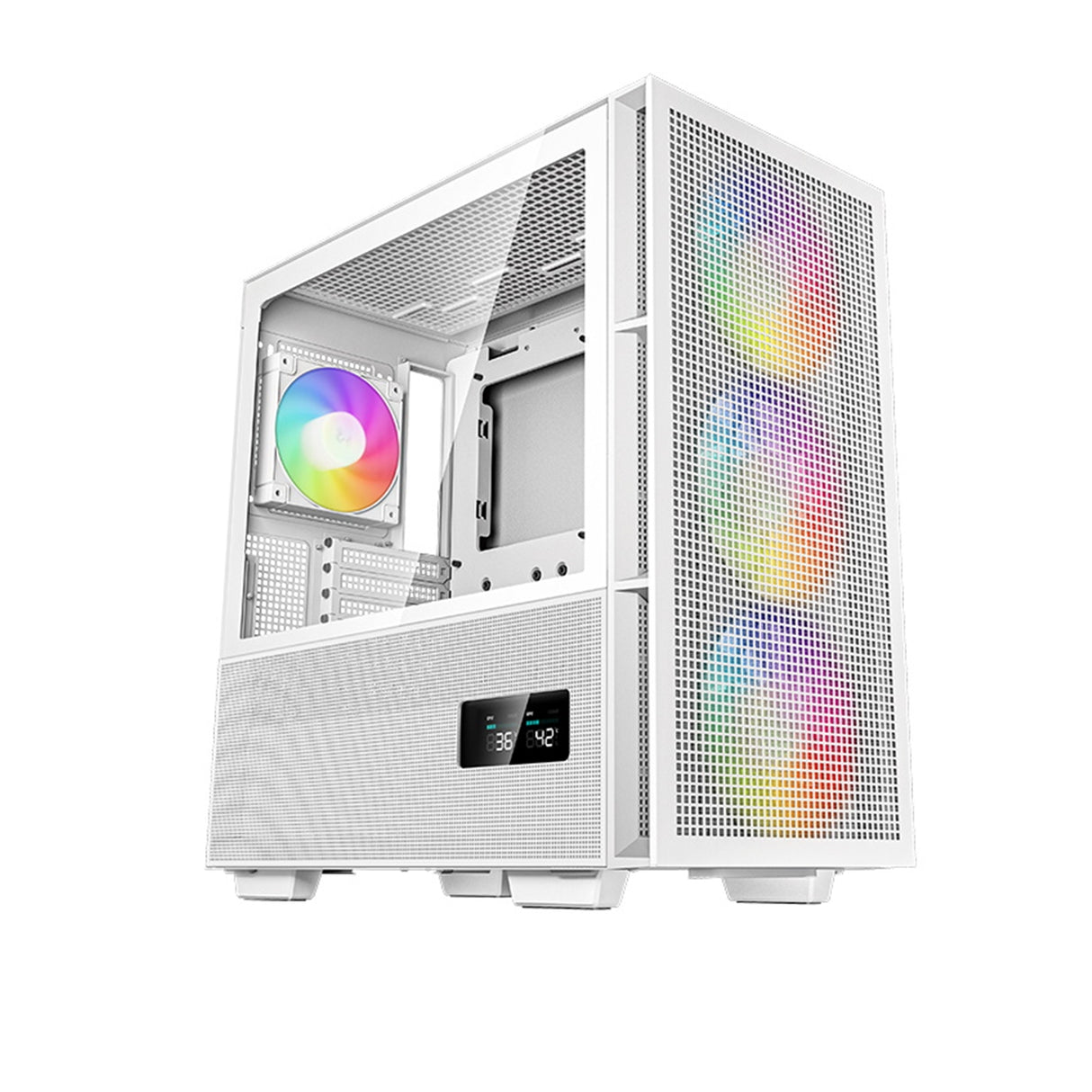 DeepCool CH560 Digital, blanc, boîtier de jeu moyenne tour, verre trempé, 4 ventilateurs ARGB, E-ATX/ATX/MicroATX