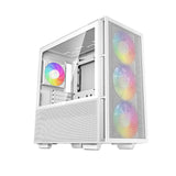 DeepCool CH560, blanc, boîtier de jeu moyenne tour, verre trempé, 4x ventilateurs ARGB, E-ATX/ATX/MicroATX