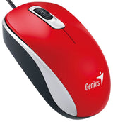 Genius DX-110 Souris filaire USB Plug and Play, suivi optique 1000 DPI, 3 boutons avec molette de défilement, conception ambidextre avec câble de 1,5 m, rouge