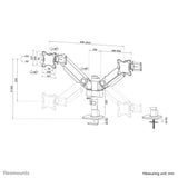 Neomounts DS65S-950BL2 Monitor arm 24-34" - gas spring - Topfix - multi-adjustable - 180°-stop