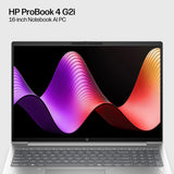 HP ProBook 4 G2i 16 AI PC Intel Core 7 350 Laptop 40.6 cm (16") WUXGA 16 GB DDR5-SDRAM 512 GB SSD Wi-Fi 6E (802.11ax) Windows 11 Pro Silver