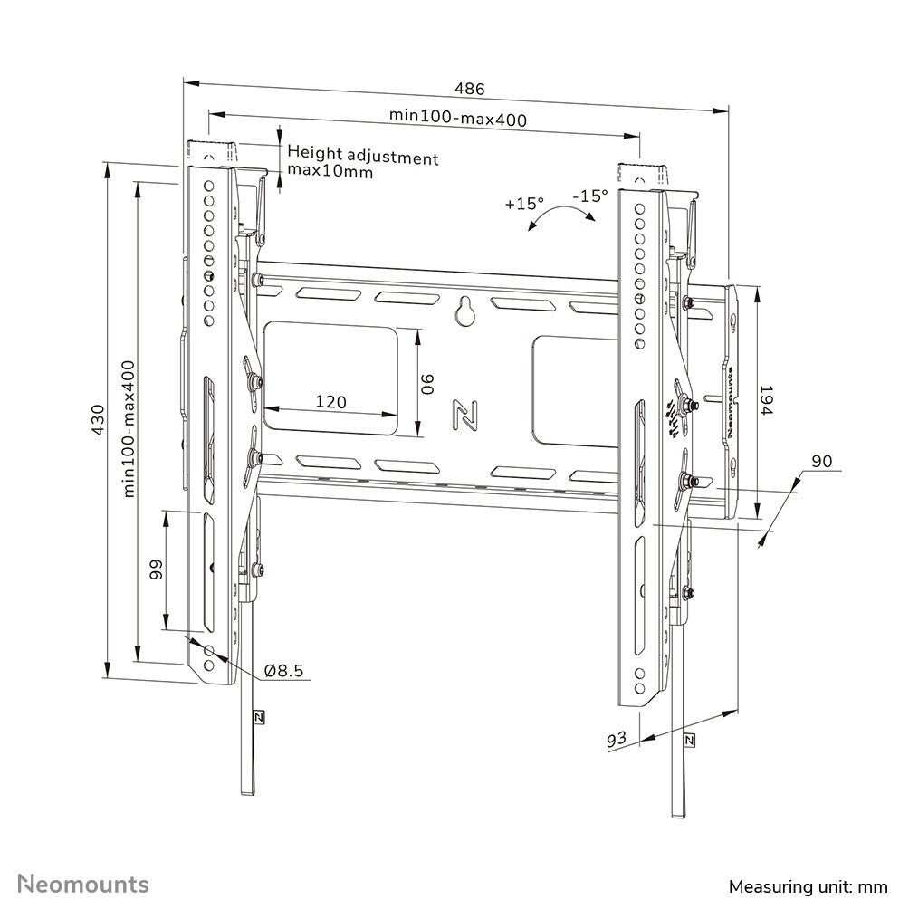 Neomounts WL35-750BL14 Heavy duty wall mount 42-75" - tilt - lockable - fast installation - TÜV