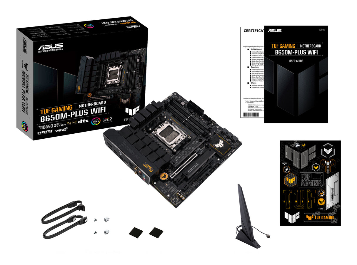 Asus TUF GAMING B650M-PLUS WIFI, AMD B650, AM5, Micro ATX, 4 DDR5, HDMI, DP, Wi-Fi 6, LAN 2,5G, PCIe4, 2x M.2