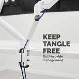 Fellowes Platinum Series Dual Monitor Arm - Monitor Mount for Two 8KG 40 Inch Screens - Adjustable Dual Monitor Desk Mount - Tilt 45° Pan 180° Swivel 360° Rotation 360°, VESA 75 x 75/100 x 100 - White