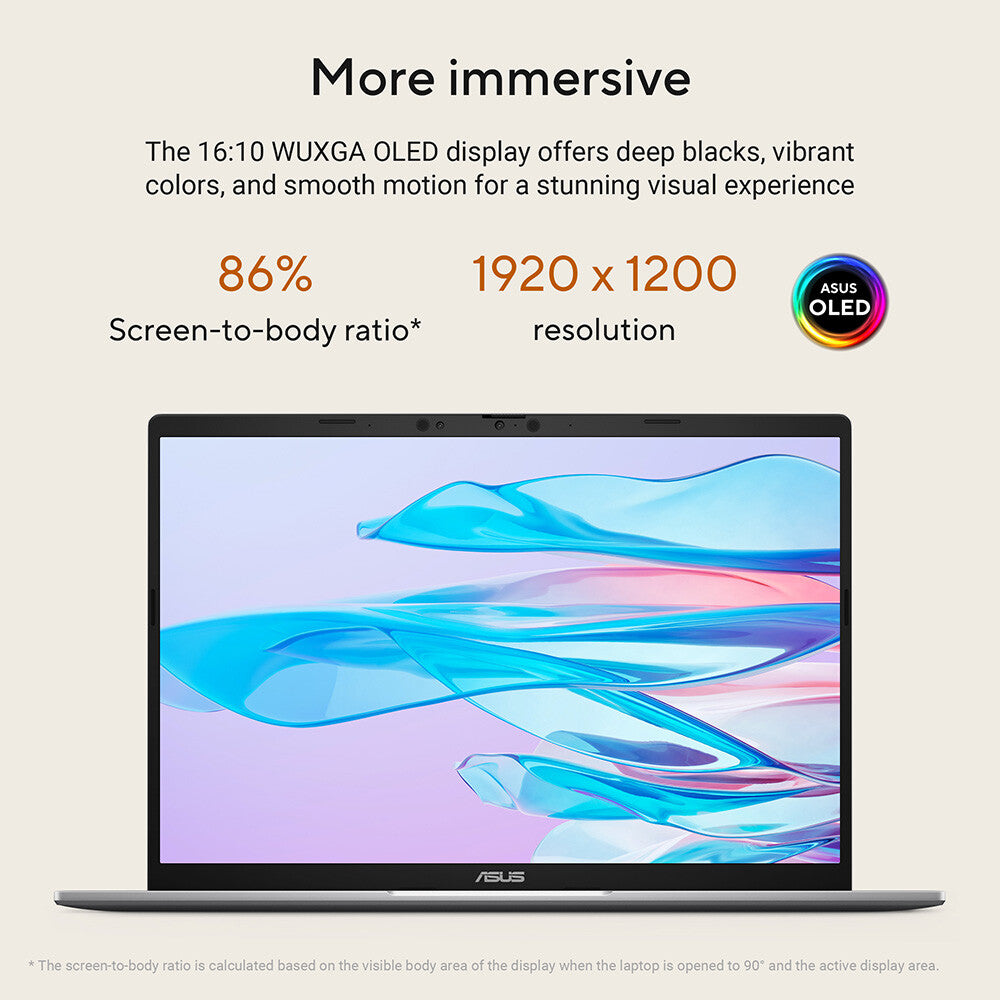 ASUS Vivobook S14 M3407GA-SF015W AMD Ryzen™ AI 7 445 Laptop 35.6 cm (14") WUXGA 16 GB DDR5-SDRAM 1 TB SSD Wi-Fi 6 (802.11ax) Windows 11 Home Grey