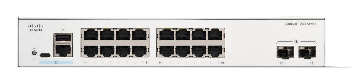 Cisco Catalyst 1200-16T-2G Smart Switch, 16 Port GE, 2x1GE SFP, Limited Lifetime Protection (C1200-16T-2G)