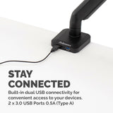 Fellowes Platinum Series Monitor Arm - Monitor Mount for 8KG 40 Inch Screens - Adjustable Monitor Desk Mount - Tilt 45° Pan 180° Swivel 360° Rotation 360°, VESA 75 x 75/100 x 100 - Black