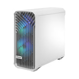 Fractal Design Torrent (White RGB TG) Estuche para juegos con ventana de vidrio transparente, E-ATX, 5 ventiladores ARGB, concentrador de ventilador, tira RGB en cubierta de fuente de alimentación, rejilla frontal, USB-C