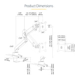 StarTech.com Desk Mount Monitor Arm with 2x USB 3.0 ports, Slim Full Motion Single Monitor Mount, up to 34" (17.6lb/8kg) VESA Display, Clamp/Grommet Mount, Mechanical Spring