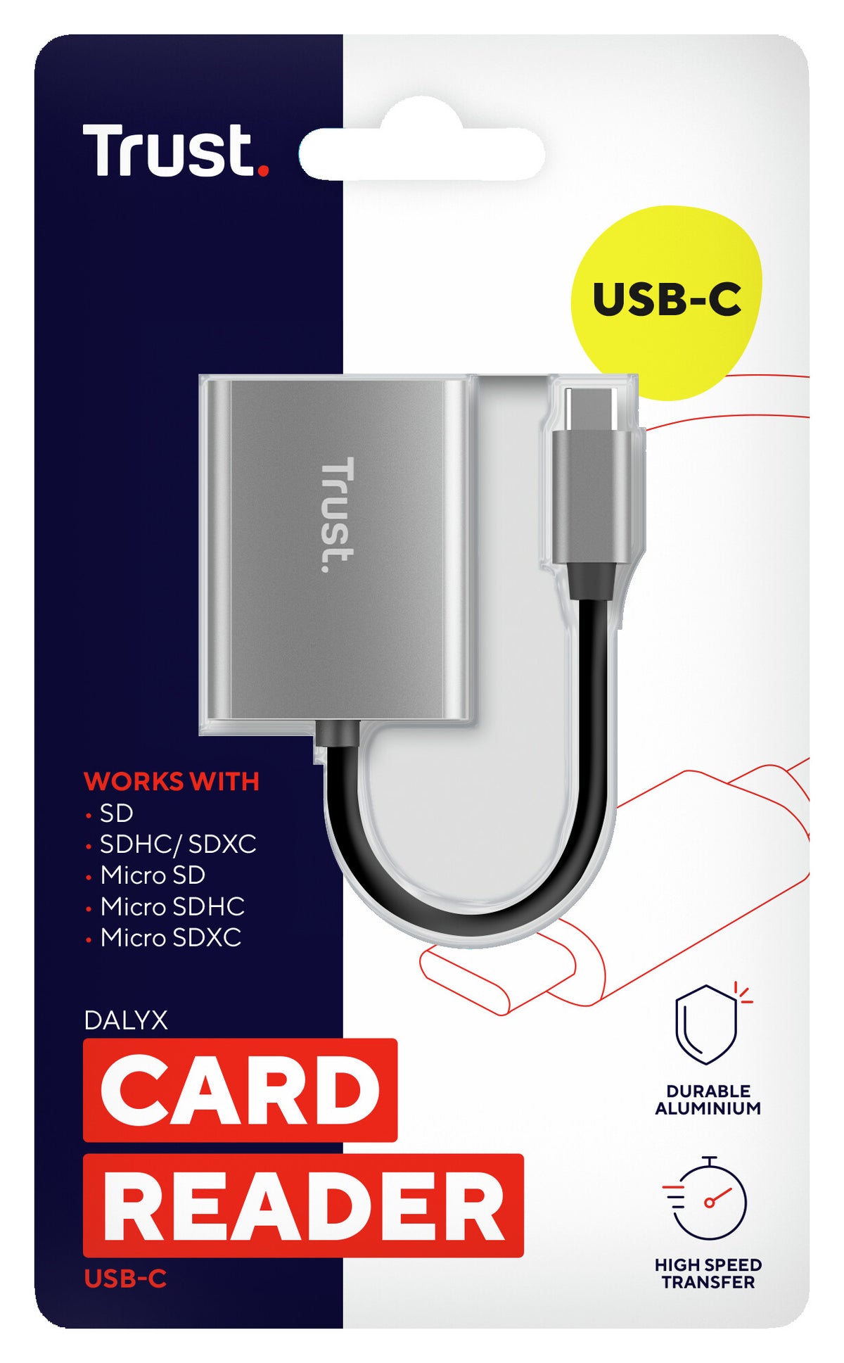 Trust 24136 card reader USB 3.2 Gen 1 (3.1 Gen 1) Type-C Aluminium